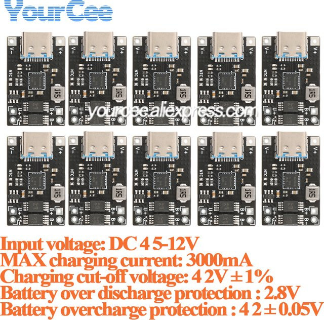 Your Cee Lithium-Batterie-Lademodul mit integriertem Lade- und Entladeschutz 5V 3A in Schwarz - Bild 1