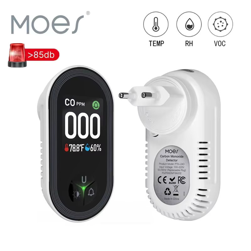 MOES 3-in-1 Kohlenmonoxid-Detektor mit Display, Temperatur- und Feuchtigkeitssensor sowie akustischem Warnsignal - Bild 5