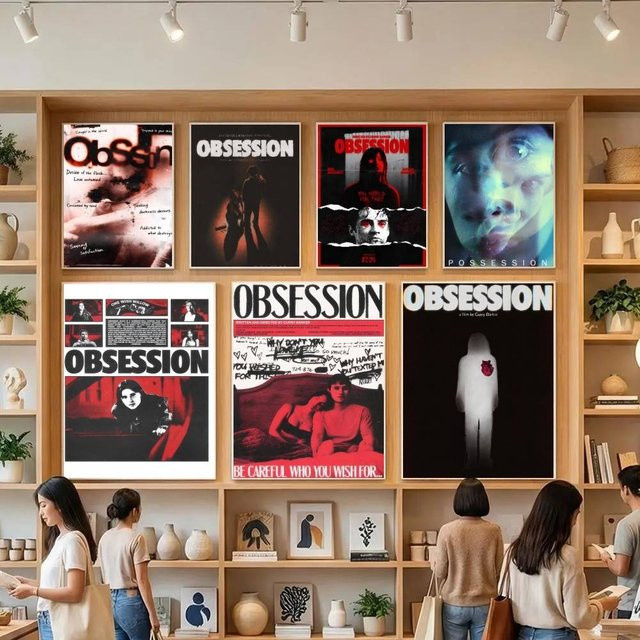 Obsession Film 2026 Vintage Poster Wandkunst aus weißem Kraftpapier im Gothic Horror Stil - Bild 1