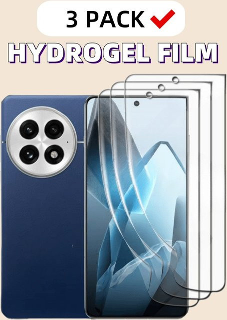 3er Pack HD Clear Hydrogel Displayschutzfolie für OnePlus (kompatibel mit 13R, 12, 11R, 12R, 10Pro, 10T, 10R, 9Pro, 9RT, 5G, 8R, 8T, 7T, 7Pro, 6, 6T) transparent - Bild 1