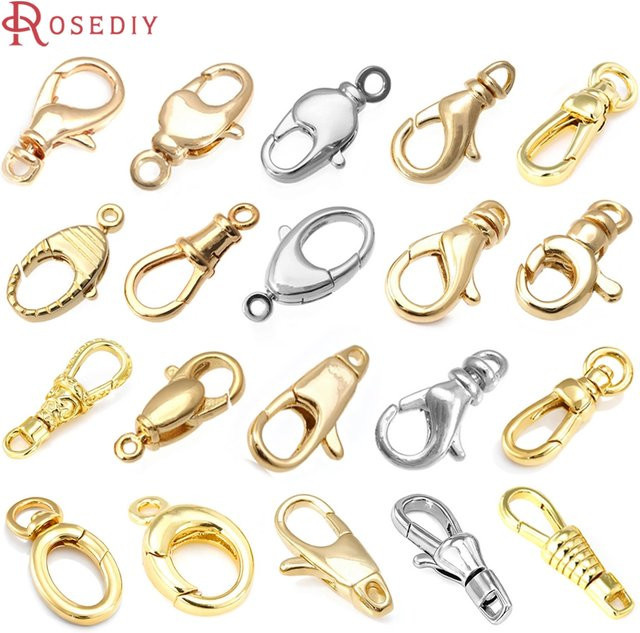 Rosediy Karabinerverschlüsse, 18K Gold Farbe, Messing, Halsketten Armbänder Zubehör - Bild 1