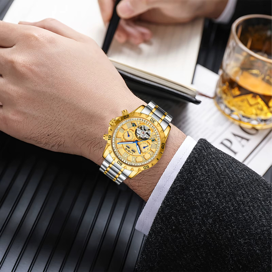 LIBIS Armbanduhr Automatik, Edelstahl, Gold, Herren - Bild 2