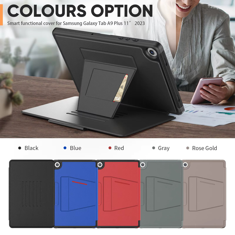 Magnetische Leder Flip Case Smart Cover für Samsung Galaxy Tab A9 Plus 11 Zoll 2023 in Rot - Bild 3
