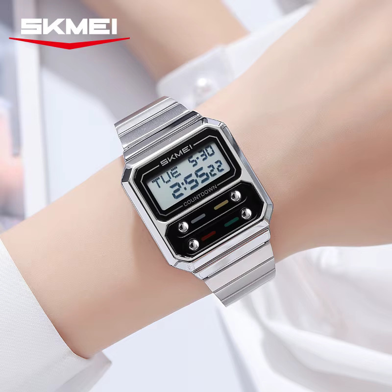 SKMEI Digitaluhr, Edelstahl, Silber, Damen, Quarz, Chronograph - Bild 4