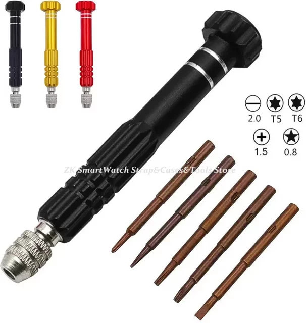 5-in-1 Multifunktionales Mini-Schraubendreher-Set aus Edelstahl für Uhren, Brillen, Elektronik und Schmuck in Rot und Schwarz - Bild 1