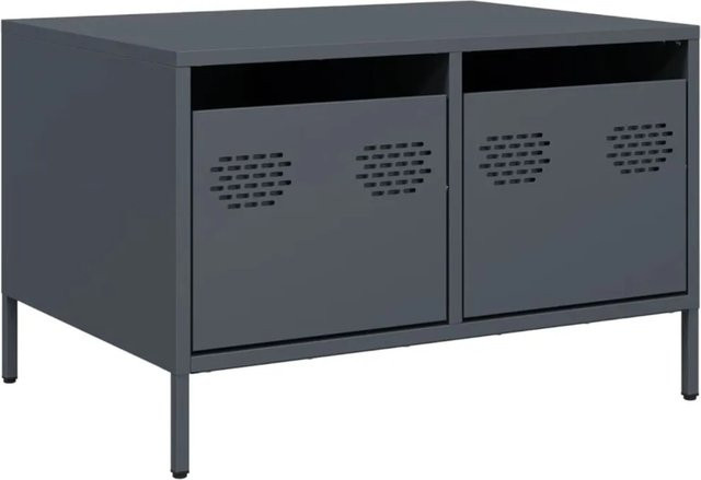 vidaXL TV-Schrank aus kaltgewalztem Stahl in Anthrazit im Industrie-Stil, B: 68 cm, T: 50 cm, H: 43,5 cm - Bild 1