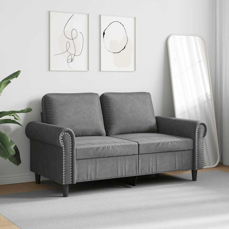 Vidaxl 2-Sitzer Sofa in Grau mit Samtbezug und Metallgestell, Breite: 120 cm - Bild 3