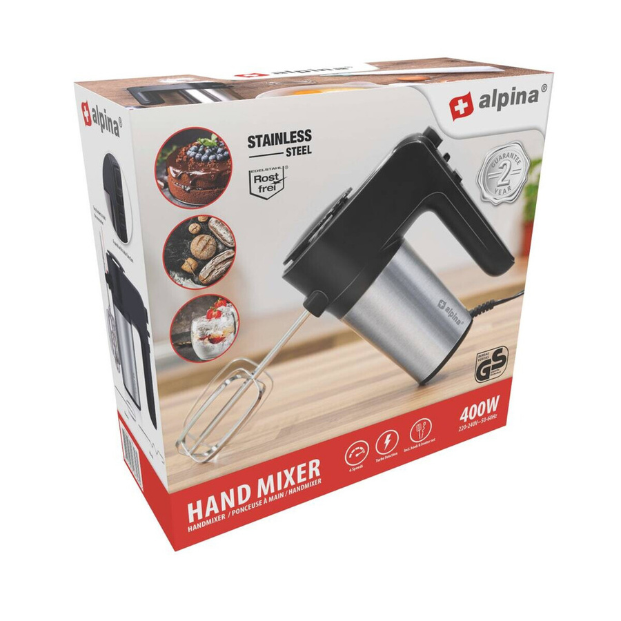 Alpina Handmixer aus Edelstahl in Schwarz-Silber mit 400 Watt - Bild 2