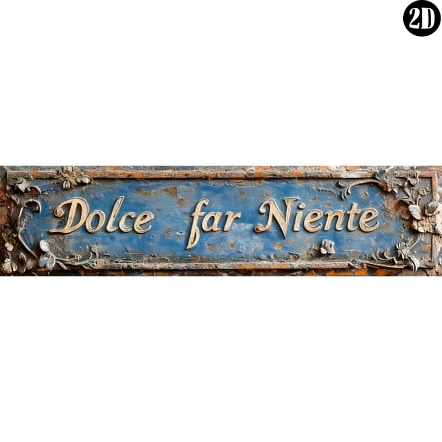 HELLOYOUNG Dolce Far Niente Vintage Metall-Blechschild in Blau, B/H: 40 x 10 cm - Bild 2