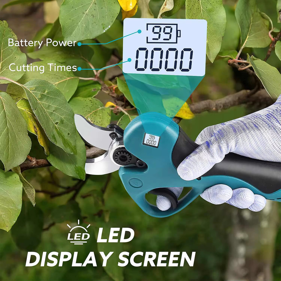 TKKEACE Akku Gartenschere mit bürstenlosem Motor und Digitalanzeige, kabelloser elektrischer Trimmer für Obstbäume und Bonsai - Bild 7