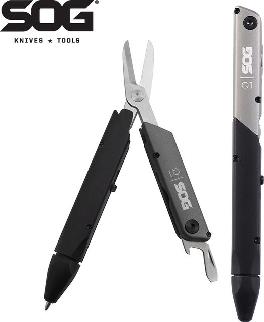 SOG 4-in-1 BATON Q1 Multi-Tool Klappschere EDC Taktischer Stift in Schwarz - Bild 1
