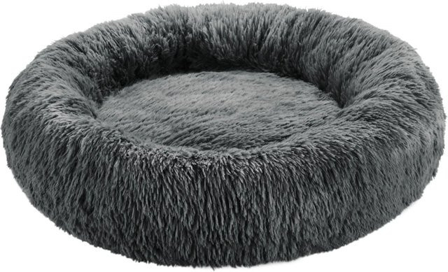 tectake Hundebett Maja rund aus Plüsch mit erhöhtem Rand und rutschfester Unterseite, Grau, Durchmesser: 70 cm, Höhe: 22 cm - Bild 2