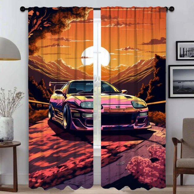 Halbtransparente Moskitonetze für Auto und Kinderzimmer als Vorhänge oder Jalousien, Mehrfarbig, B: 50 cm, H: 70 cm, 2 Stück - Bild 1