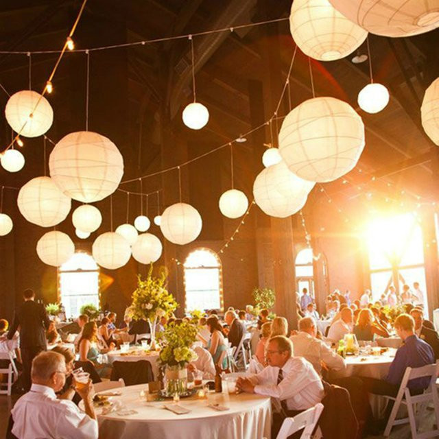 Merylover Chinesische Papierlaterne als dekorativer Lampion für Hochzeit, Geburtstag und Party in Gold, Silber oder Weiß - Bild 1