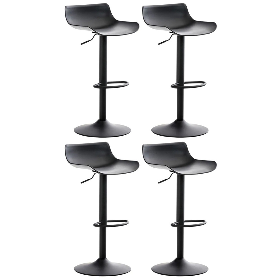 DELUKE 4er Set Barhocker JUTO in Schwarz, höhenverstellbar mit Lehne, B/T/H: 43 x 44 x 68,5-94 cm - Bild 2