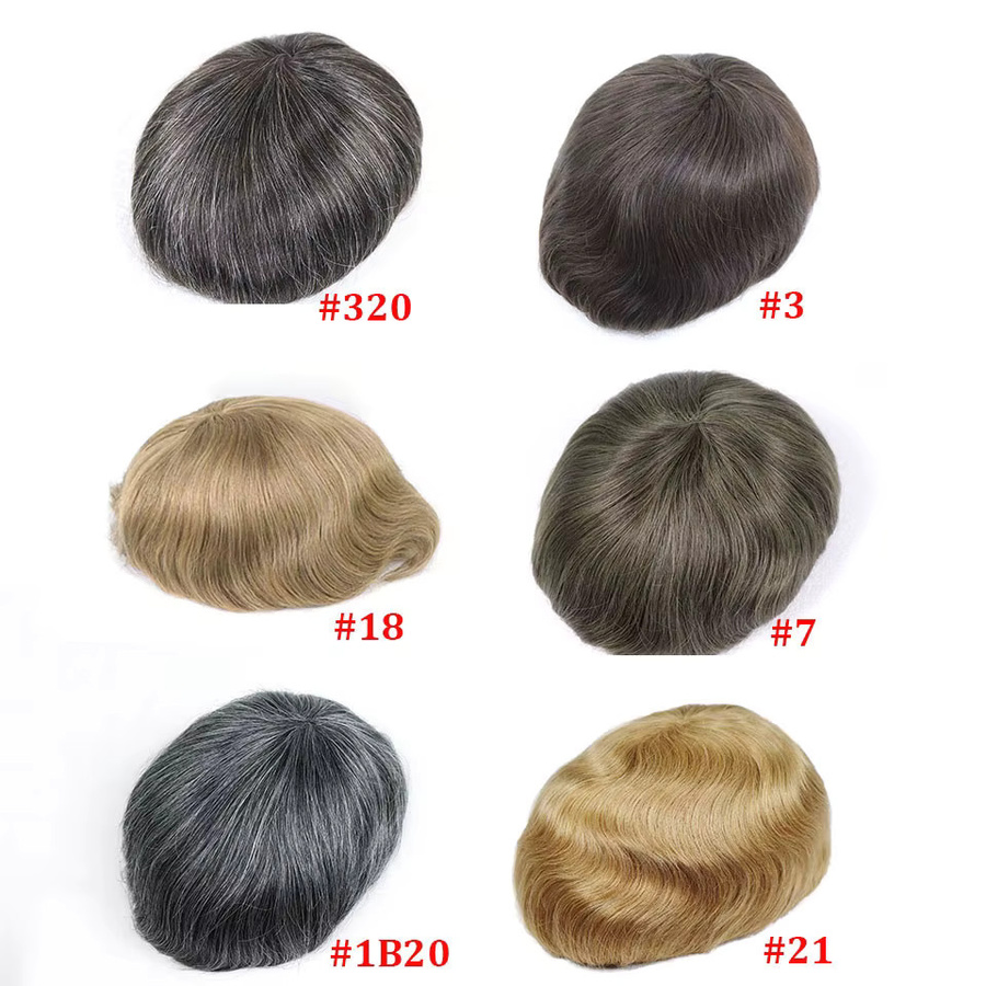 Bfirehair Herren-Toupet-Haarsystem, Mono- und PU-Aschblond, braun/grau - Bild 4