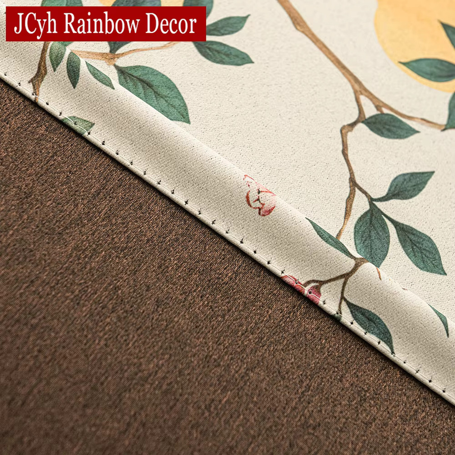 Verdunkelungsvorhänge von JCyh Rainbow Decor mit Vogel- und Zitronenmuster in Multicolour für Wohnzimmer und Schlafzimmer, Breite: 100 cm, Höhe: 245 cm - Bild 2
