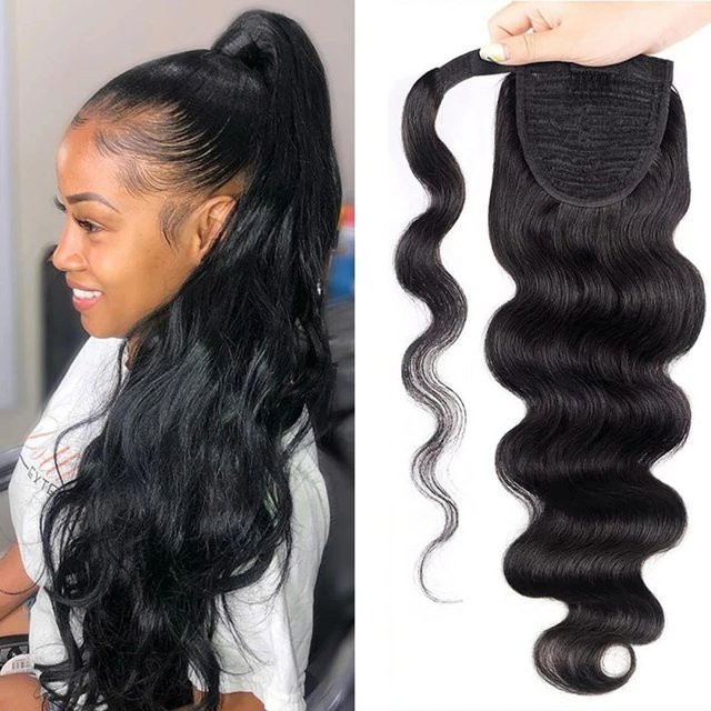 Dula A Hair Body Wave Pferdeschwanz-Extensions aus Echthaar, Damen - Bild 1