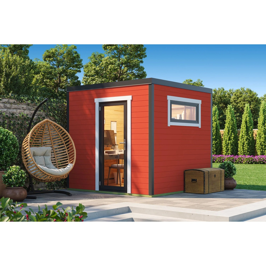 Lasita Maja Gartenhaus Sardinia Flachdach in Schwedenrot B/T/H: 250 x 239,4 x 250 cm - Bild 2