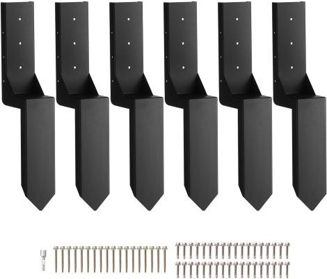 VEVOR Reparaturset für Zaunpfostenanker aus Stahl, 6er-Pack, Farbe Schwarz, Innendurchmesser: 8,9 x 8,9 cm - Bild 1