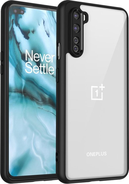 Stoßfeste TPU Handyhülle für OnePlus Nord AC2001 AC2003 mit klarer Hartschalen-Rückseite in Schwarz und Transparent - Bild 1