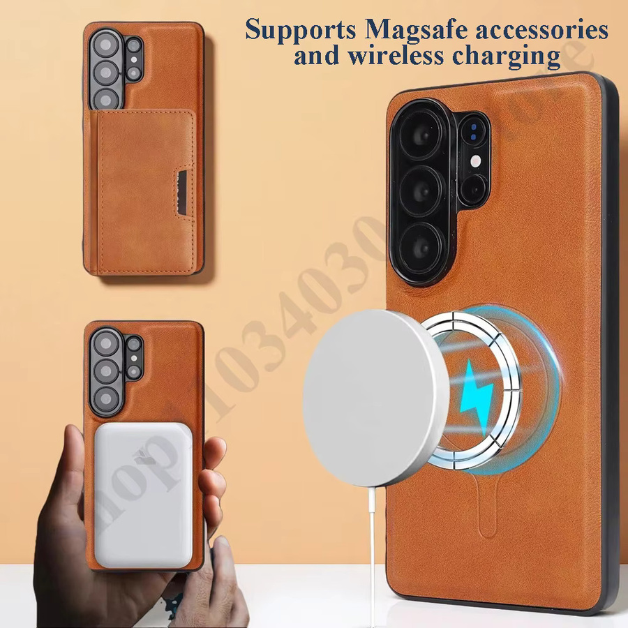 2-in-1 Magnetische Lederhülle für Samsung Galaxy S26 S25 Ultra S24 Plus mit Kartenfächer und kabellosem Laden in Blau - Bild 5