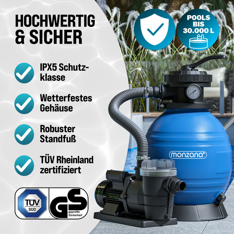 Sandfilteranlage 9600 l/h inklusive 1000 g Filterbälle - Bild 2