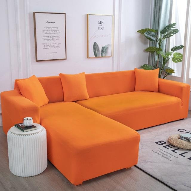 Housmife Ecksofa-Bezug aus elastischem Spandex für L-förmige Sofas, Farbe: Orange, Größe: Medium (145-185 cm) - Bild 1