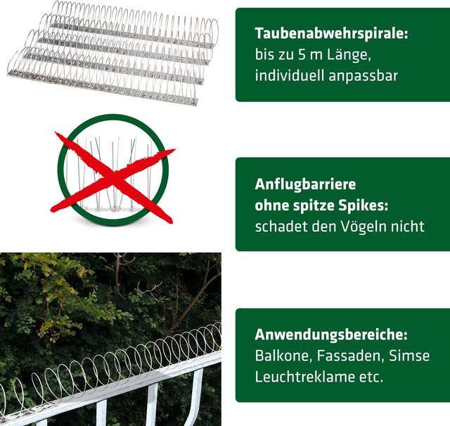 Gardigo Tauben-Abweiser Spirale zur Abschreckung von Vögeln, 5 m - Bild 2