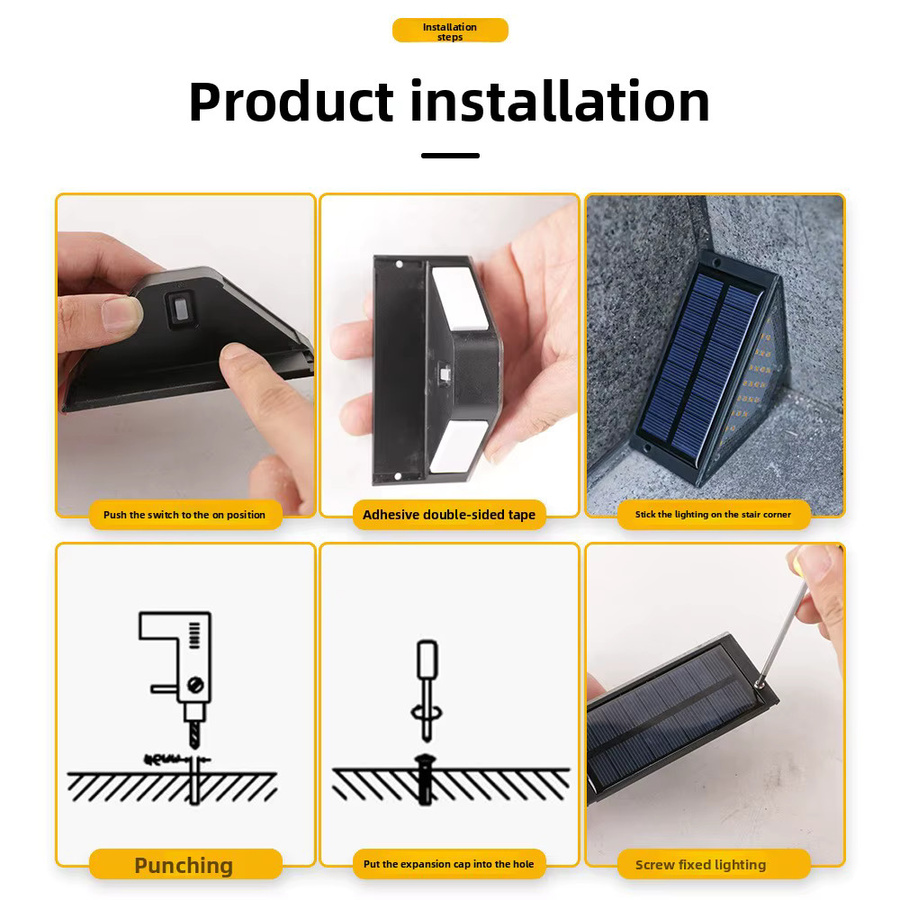 QHSPE Solar-Treppenleuchten für den Außenbereich mit automatischer Dimmung, moderne Stufenlampe für Garten und Terrasse, Weiß oder Schwarz, B/T/H: 10,5 x 6,0 x 4,7 cm - Bild 4