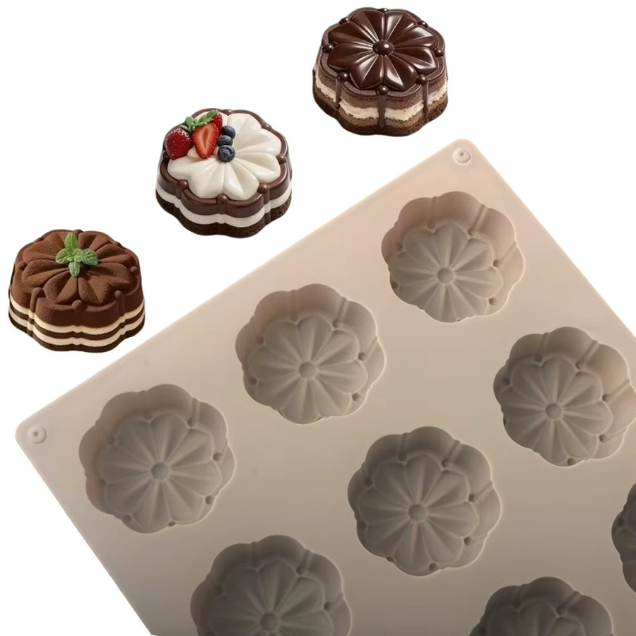 SHENHONG 15-Fächer Silikonform für Blumen-Schokolade, Bonbons und Kekse in Beige - Bild 3