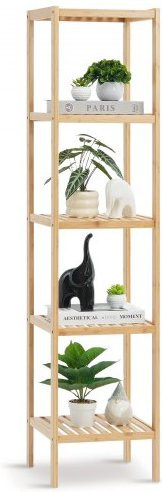 VEVOR Eckregal aus Bambus mit 5 Ablagen, freistehendes Aufbewahrungsregal für Badezimmer und Büro, Farbe: Beige/Braun, B/T/H: 33 x 33 x 147 cm - Bild 1