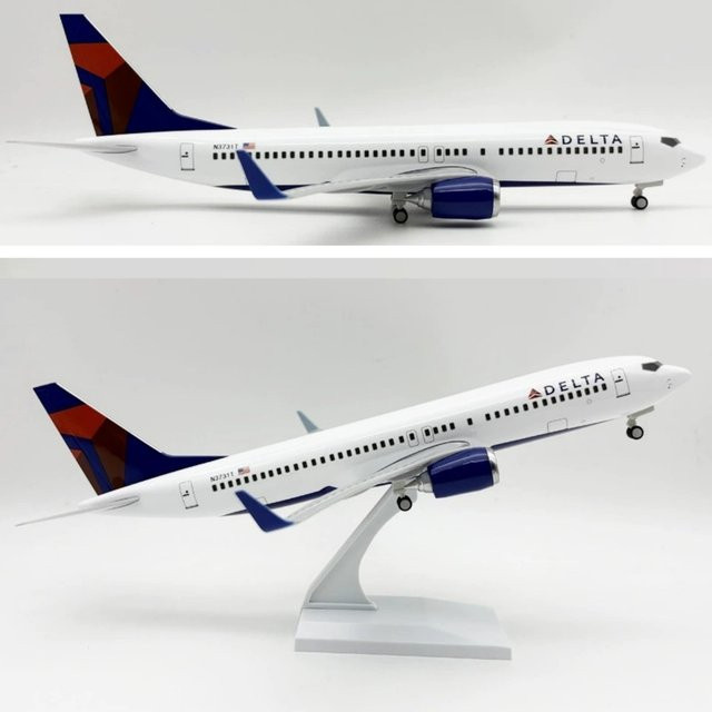 Aviati B737 Delta AirLines Flugzeugmodell, Maßstab 1:130, Harz, Metall - Bild 1