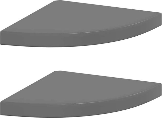 vidaXL Eck-Schweberegale 2er-Set in Hochglanz-Grau aus MDF, B/T/H: 35 x 35 x 3,8 cm - Bild 1