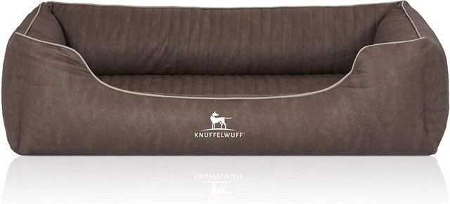 Knuffelwuff Hundebett Tampa Orthopädisch aus Kunstleder in Braungrau, B/T: 120 x 85 cm - Bild 1