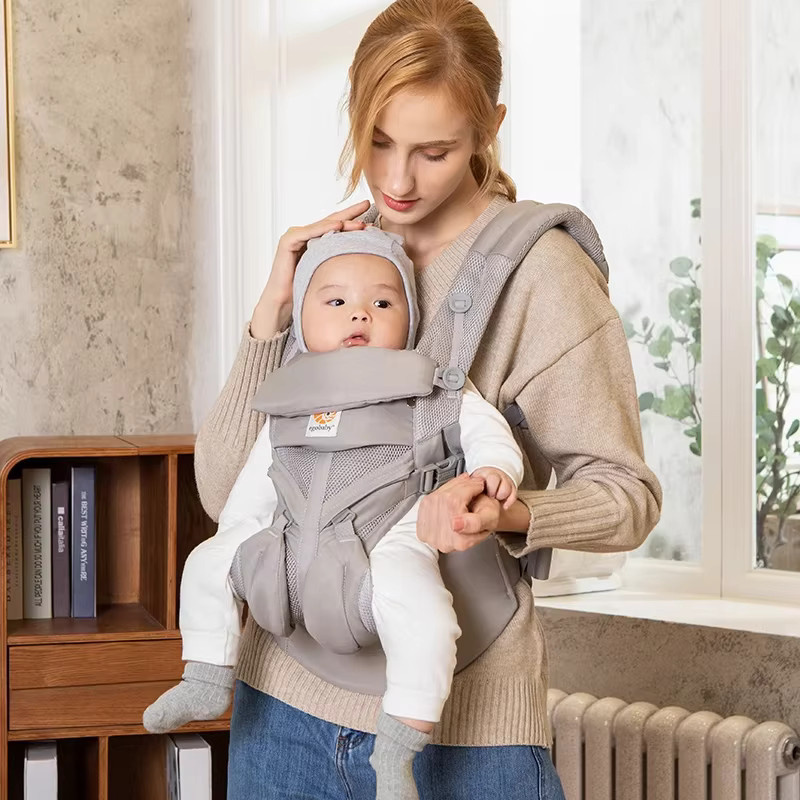 Egobaby 360 Omni Babytrage aus Baumwolle in Grau mit ergonomischem Tragesystem - Bild 3