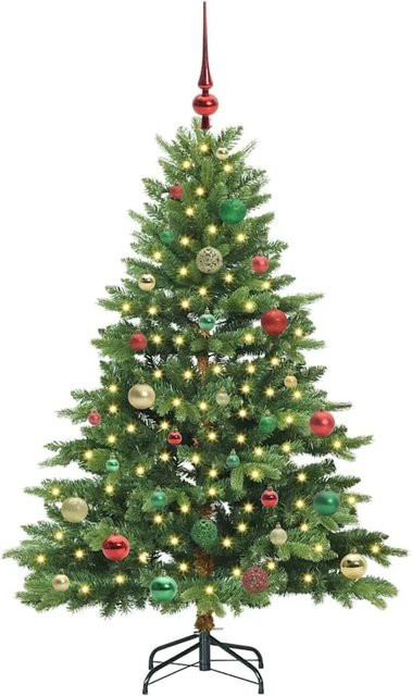 vidaXL Künstlicher Weihnachtsbaum in Grün mit 150 warmweißen LEDs, Höhe: 150 cm, aus PE und PVC - Bild 1