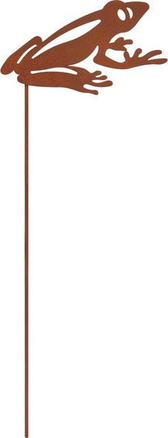 Gartenstecker Frosch aus Eisen in Rostrot, B: 11 cm, T: 0,2 cm, H: 30 cm - Bild 1