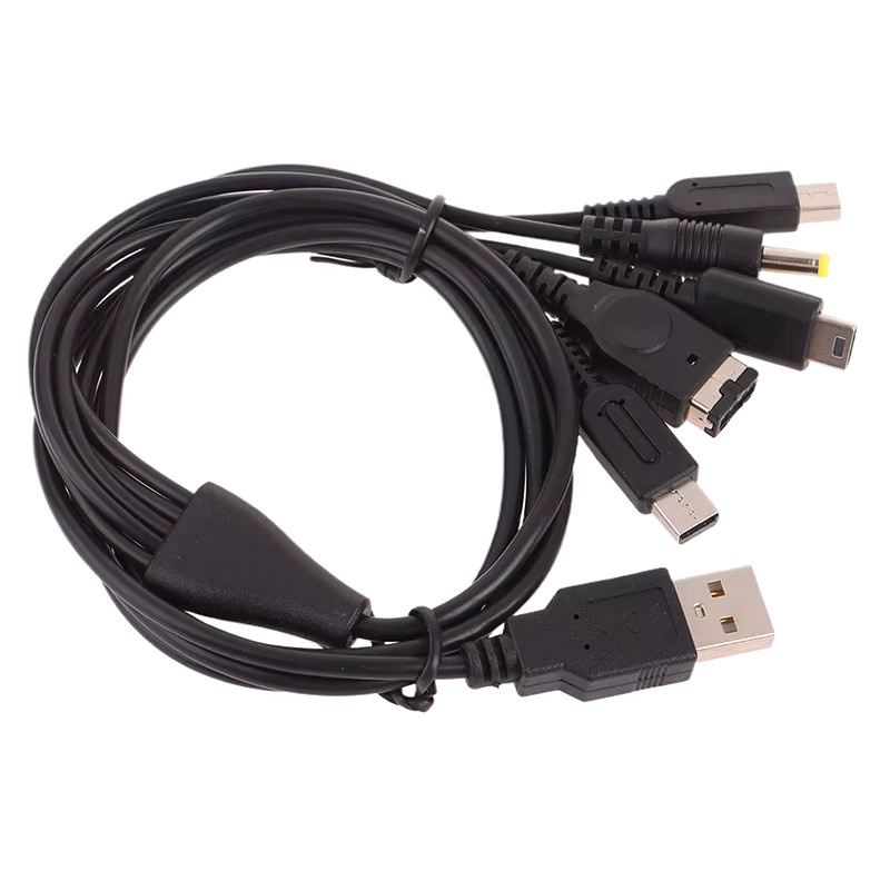 5-in-1 USB Schnellladekabel für Nintendo 3DS XL, NDS Lite, NDSI LL, Wi U und GBA PSP, Schwarz, Länge: 1,2 m - Bild 4