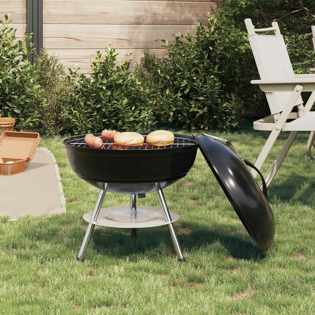 VD Home Furnishing Holzkohlegrill Kettle aus Stahl, Schwarz, B/T/H: 36,5 x 36,5 x 40 cm - Bild 1