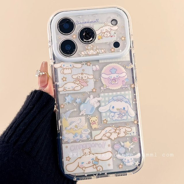 Sanrio Cinnamoroll Handyhülle mit Glitzer-Sternen für iPhone 17 16 15 14 13 Pro Max aus weichem TPU - Bild 1