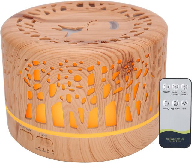 OutsideWorld Aroma-Luftdiffusor und Luftbefeuchter mit Hohlholzmaserung in Braun, 700 ml - Bild 1