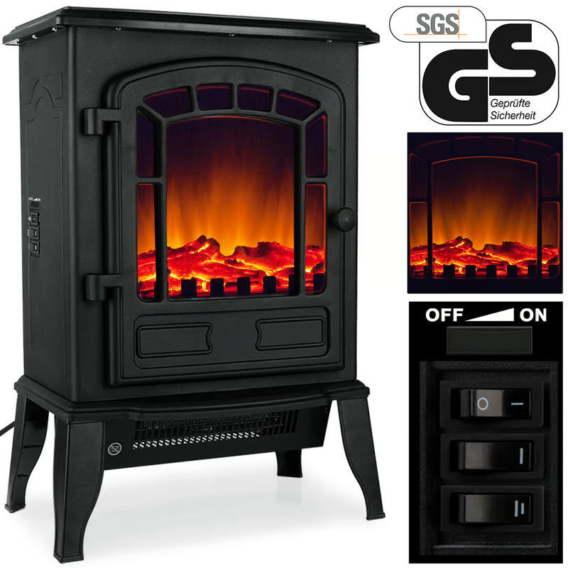 Elektrischer Kamin Monzana in Schwarz mit 2000W Heizung und Flammeneffekt, B/H/T: 57 x 39 x 24 cm - Bild 5
