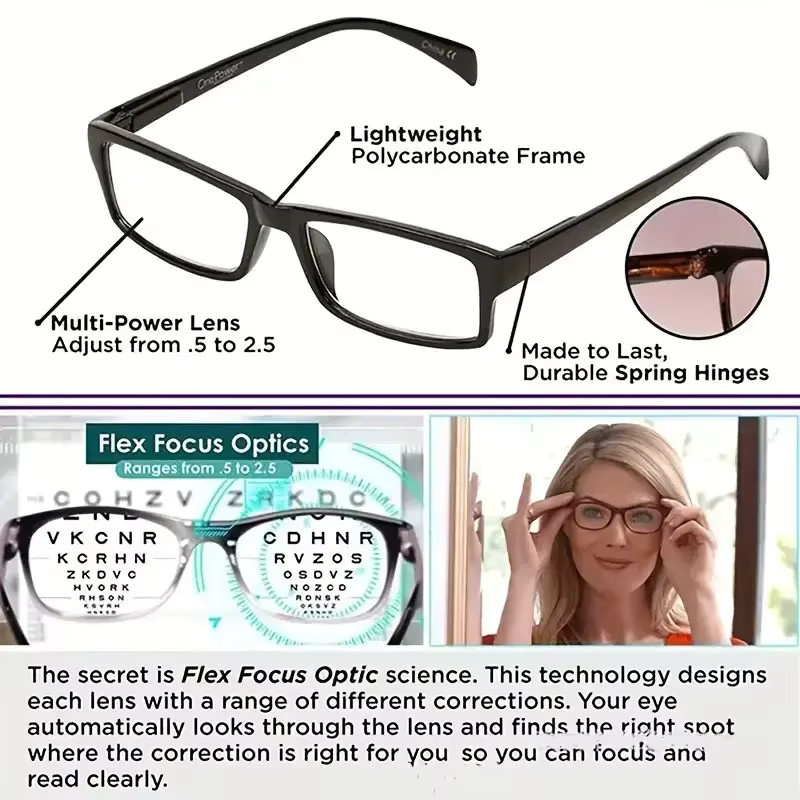 MJYIWANG Lesebrille, Unisex, Vollrand, rechteckig, Schwarz, Kunststoff - Bild 2