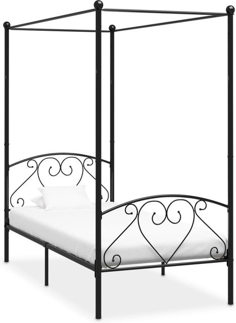 Himmelbettrahmen aus Metall von VD Home Furnishing in Schwarz Matt, B/T: 100 x 200 cm - Bild 1