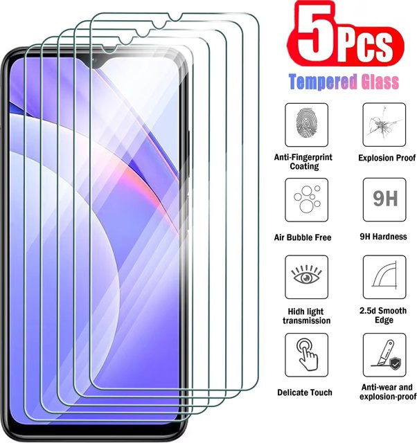 5-Stück Gehärtetes Glas Screen Protector für Xiaomi Redmi und Note Serie, Transparent - Bild 1
