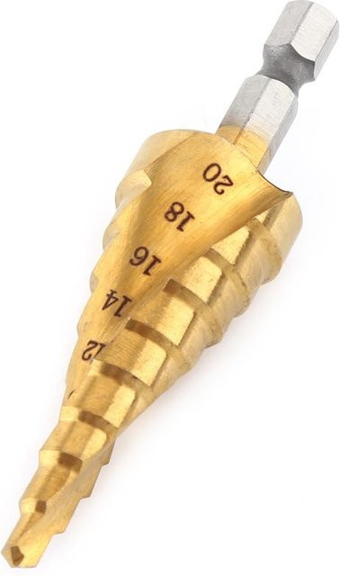 Fishine Stufenbohrer aus Schnellarbeitsstahl mit Titanbeschichtung und Sechskantschaft in Gold, Länge: 420 mm - Bild 1
