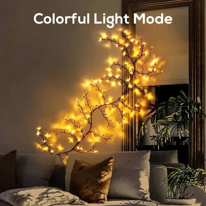 OKAL RED EAST Weidenranken-Lampe mit LED-Zweiglichtern, USB-betrieben, 8 Modi, dekorative Innenbeleuchtung für Weihnachten, Halloween und Hochzeiten - Bild 2