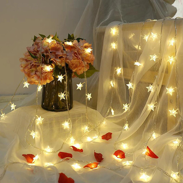 KIKIELF LED Sternenlichterkette in Warmweiß mit USB- und Batteriebetrieb, weiße Feenlampe aus Kunststoff zur Dekoration - Bild 1