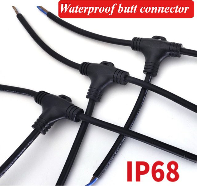 DIVEDEER T-Typ Lichterkette Steckverbinder für den Außenbereich, wasserdichter Kabel-Adapterleitung IP68, Schwarz - Bild 1